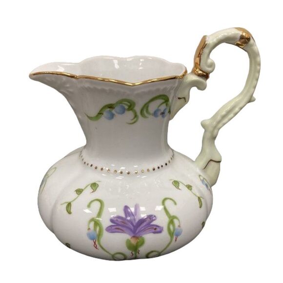 Lissi Kaplan Giftcraft China Crocus Sugar Pot & Creamer with Gold Top and Rim - Picture 2 of 16